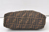 Authentic FENDI Vintage Zucca Pouch Purse Nylon Leather Brown 6662K