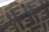 Authentic FENDI Vintage Zucca Pouch Purse Nylon Leather Brown 6662K