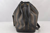 Authentic FENDI Pequin Shoulder Drawstring Bag Purse PVC Brown Black 6664K