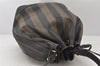 Authentic FENDI Pequin Shoulder Drawstring Bag Purse PVC Brown Black 6664K