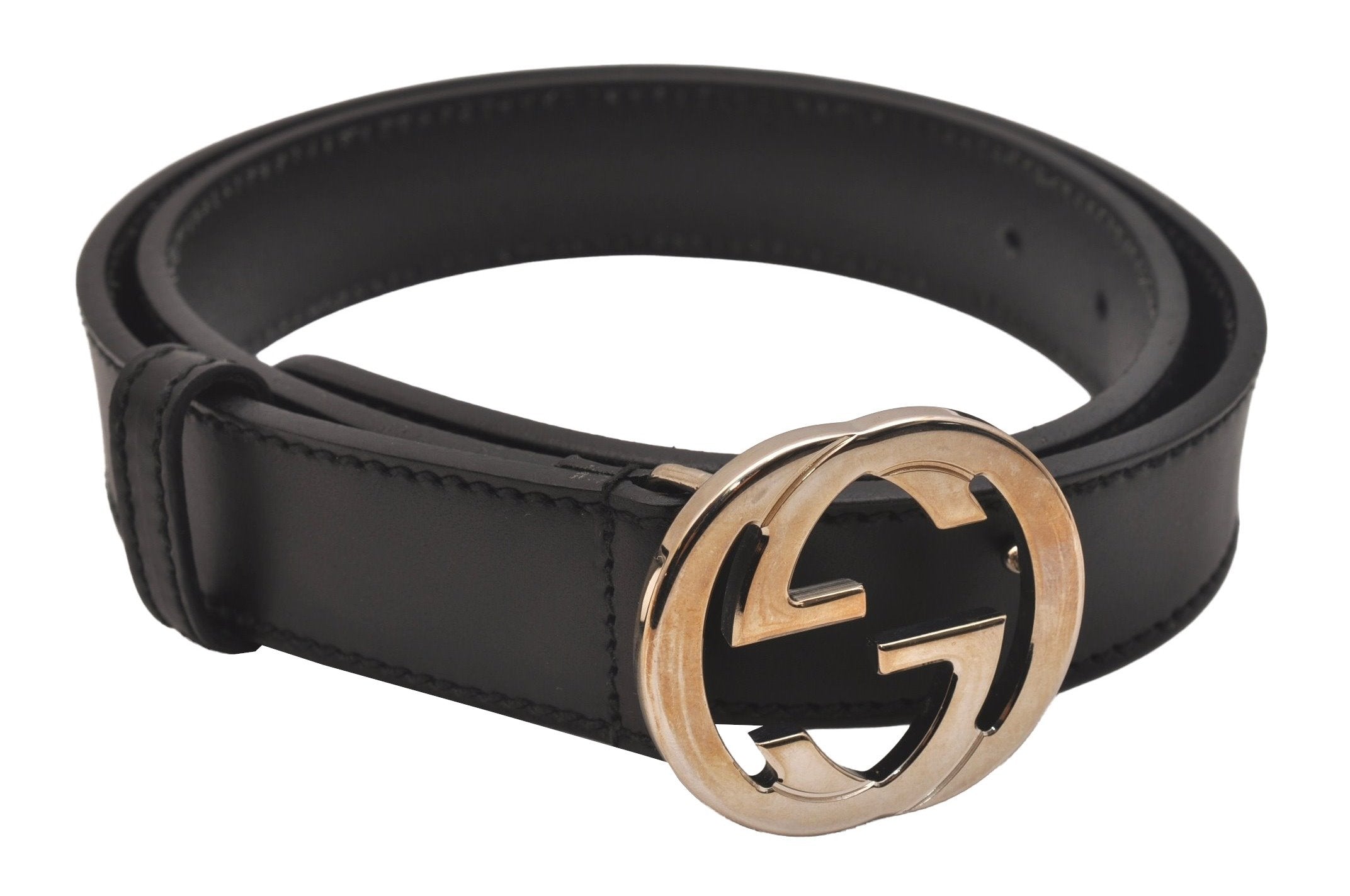 Authentic GUCCI Interlocking G Belt Leather Size 80cm 31.5