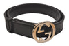 Authentic GUCCI Interlocking G Belt Leather Size 80cm 31.5" 114874 Black 6665J