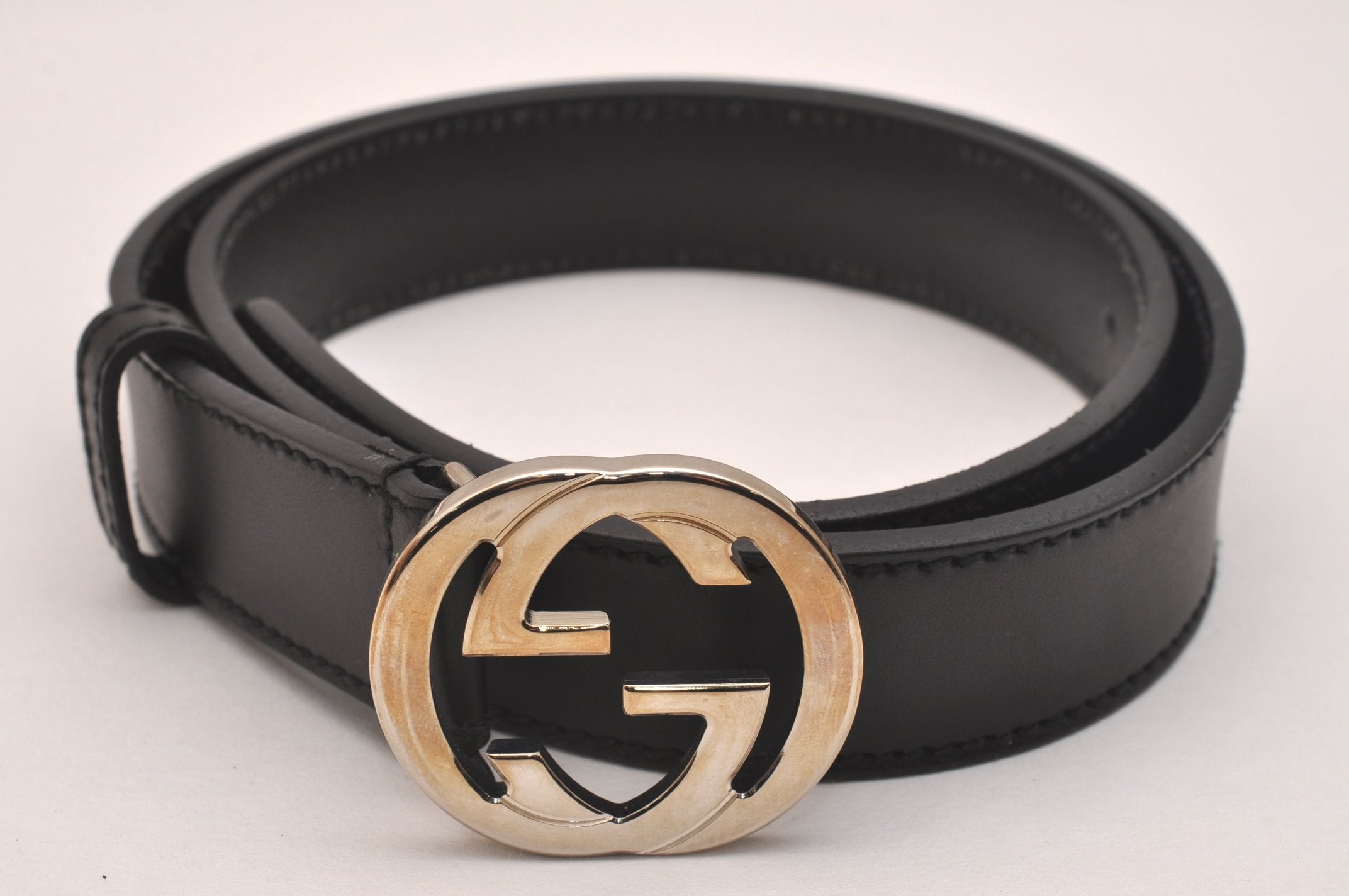 Authentic GUCCI Interlocking G Belt Leather Size 80cm 31.5