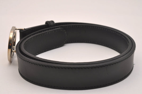 Authentic GUCCI Interlocking G Belt Leather Size 80cm 31.5" 114874 Black 6665J