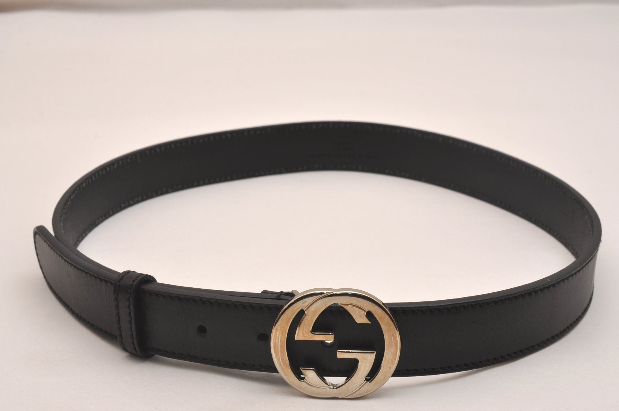 Authentic GUCCI Interlocking G Belt Leather Size 80cm 31.5