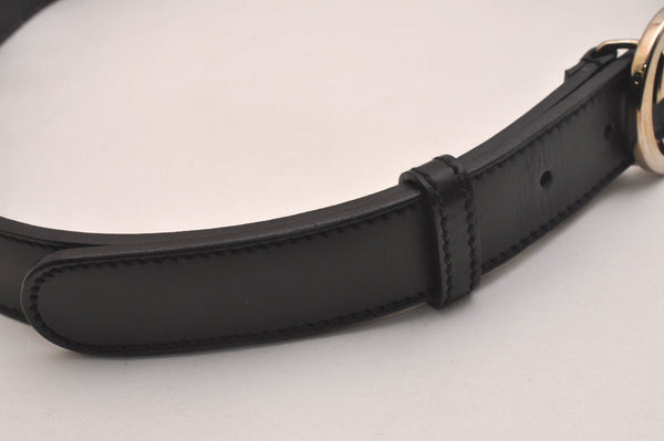 Authentic GUCCI Interlocking G Belt Leather Size 80cm 31.5" 114874 Black 6665J