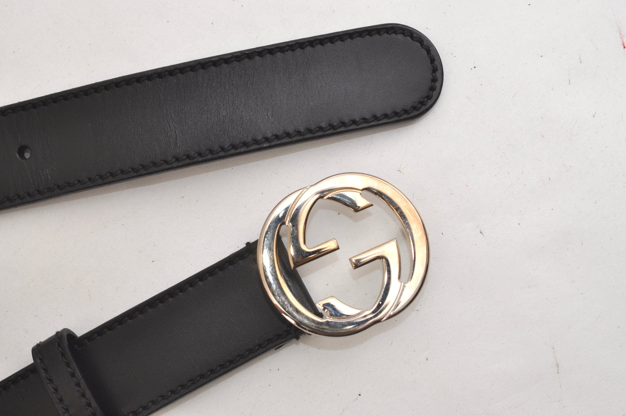 Authentic GUCCI Interlocking G Belt Leather Size 80cm 31.5