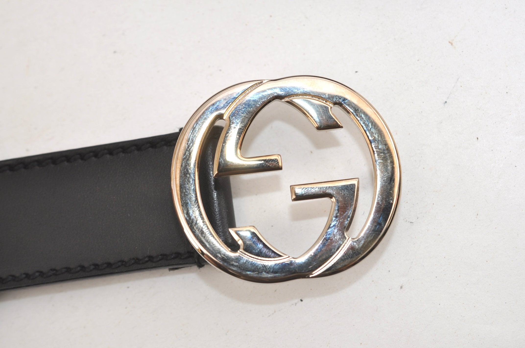 Authentic GUCCI Interlocking G Belt Leather Size 80cm 31.5