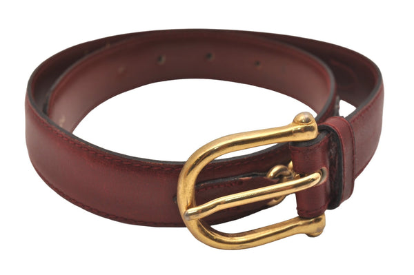 Authentic CELINE Horse Carriage Belt Leather Size 60cm 23.6" Bordeaux 6666J