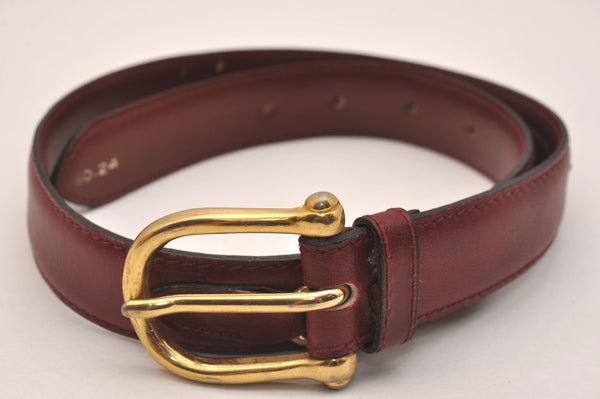 Authentic CELINE Horse Carriage Belt Leather Size 60cm 23.6" Bordeaux 6666J