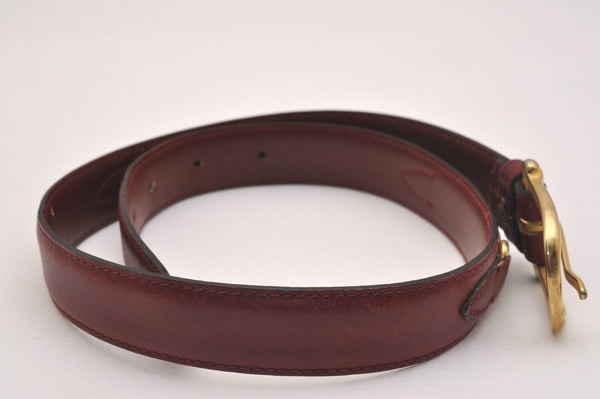 Authentic CELINE Horse Carriage Belt Leather Size 60cm 23.6" Bordeaux 6666J