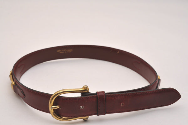 Authentic CELINE Horse Carriage Belt Leather Size 60cm 23.6" Bordeaux 6666J