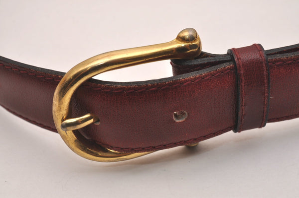 Authentic CELINE Horse Carriage Belt Leather Size 60cm 23.6" Bordeaux 6666J