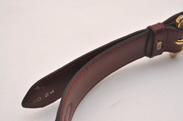 Authentic CELINE Horse Carriage Belt Leather Size 60cm 23.6" Bordeaux 6666J