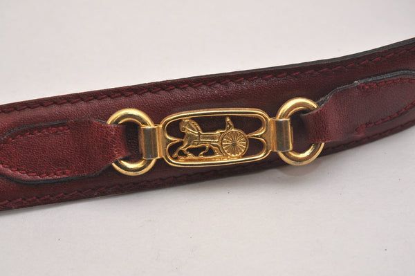 Authentic CELINE Horse Carriage Belt Leather Size 60cm 23.6" Bordeaux 6666J