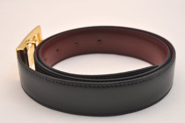 Authentic CELINE Horse Carriage Belt Leather 64.5-73.5cm 25.4-28.9" Black 6667J