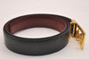 Authentic CELINE Horse Carriage Belt Leather 64.5-73.5cm 25.4-28.9" Black 6667J