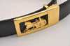 Authentic CELINE Horse Carriage Belt Leather 64.5-73.5cm 25.4-28.9" Black 6667J