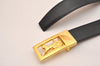 Authentic CELINE Horse Carriage Belt Leather 64.5-73.5cm 25.4-28.9" Black 6667J