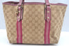 Authentic GUCCI Sherry Line Tote Bag GG Canvas Leather 137396 Beige 6671J