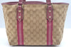 Authentic GUCCI Sherry Line Tote Bag GG Canvas Leather 137396 Beige 6671J