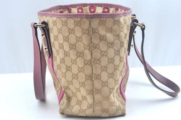 Authentic GUCCI Sherry Line Tote Bag GG Canvas Leather 137396 Beige 6671J