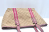 Authentic GUCCI Sherry Line Tote Bag GG Canvas Leather 137396 Beige 6671J