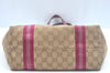Authentic GUCCI Sherry Line Tote Bag GG Canvas Leather 137396 Beige 6671J