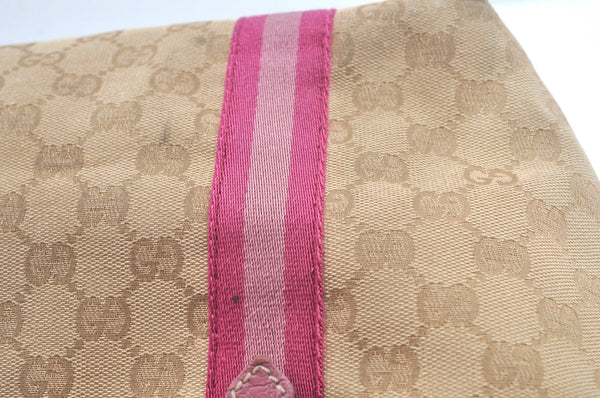 Authentic GUCCI Sherry Line Tote Bag GG Canvas Leather 137396 Beige 6671J