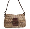 Auth FENDI Zucchino Mamma Baguette Shoulder Bag Canvas Leather Brown 6672J