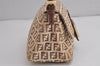 Auth FENDI Zucchino Mamma Baguette Shoulder Bag Canvas Leather Brown 6672J