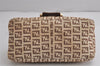 Auth FENDI Zucchino Mamma Baguette Shoulder Bag Canvas Leather Brown 6672J