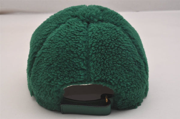Authentic GUCCI Vintage New York Yankees Cap Hat Wool Leather Size M Green 6673J