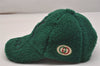 Authentic GUCCI Vintage New York Yankees Cap Hat Wool Leather Size M Green 6673J