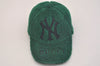 Authentic GUCCI Vintage New York Yankees Cap Hat Wool Leather Size M Green 6673J