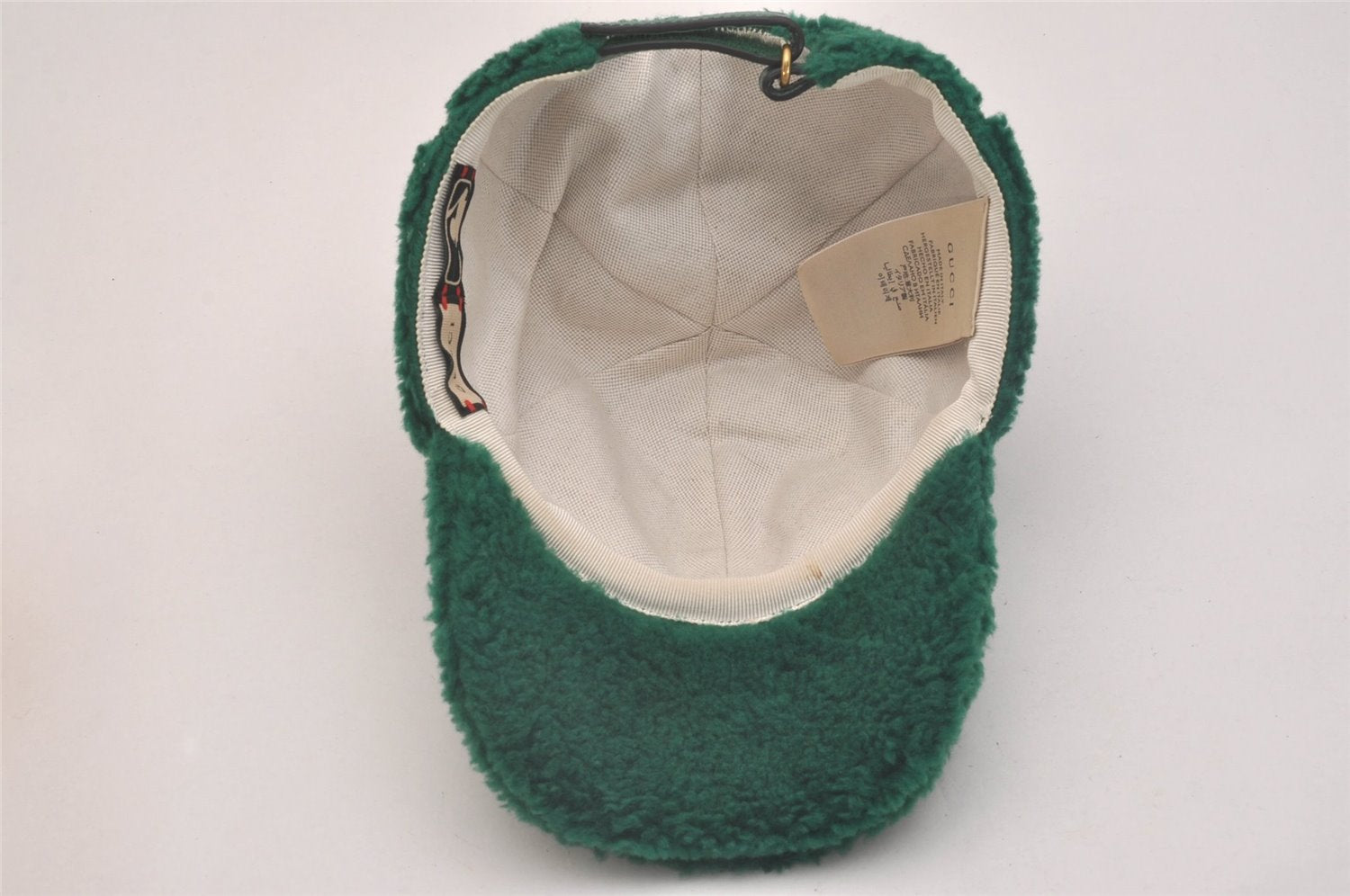 Authentic GUCCI Vintage New York Yankees Cap Hat Wool Leather Size M Green 6673J