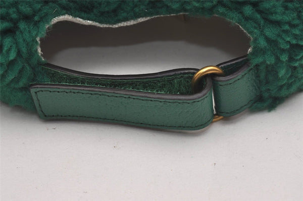 Authentic GUCCI Vintage New York Yankees Cap Hat Wool Leather Size M Green 6673J