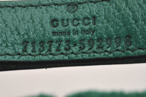 Authentic GUCCI Vintage New York Yankees Cap Hat Wool Leather Size M Green 6673J
