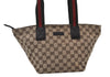 Authentic GUCCI Web Sherry Line Tote Bag GG Canvas Leather 131228 Brown 6674J
