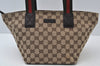 Authentic GUCCI Web Sherry Line Tote Bag GG Canvas Leather 131228 Brown 6674J