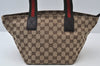 Authentic GUCCI Web Sherry Line Tote Bag GG Canvas Leather 131228 Brown 6674J