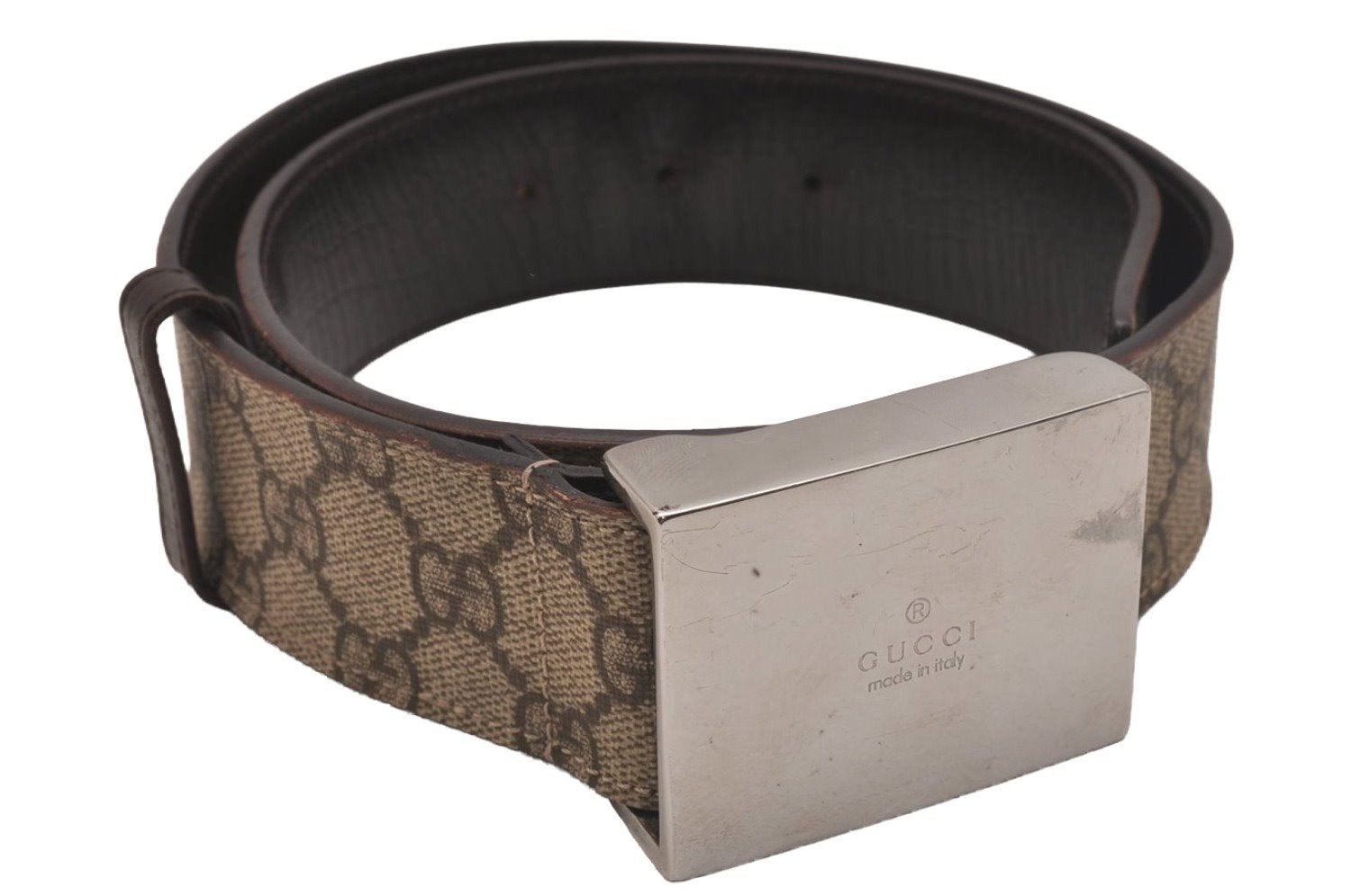 Authentic GUCCI Vintage Belt GG PVC Leather 27-28.9