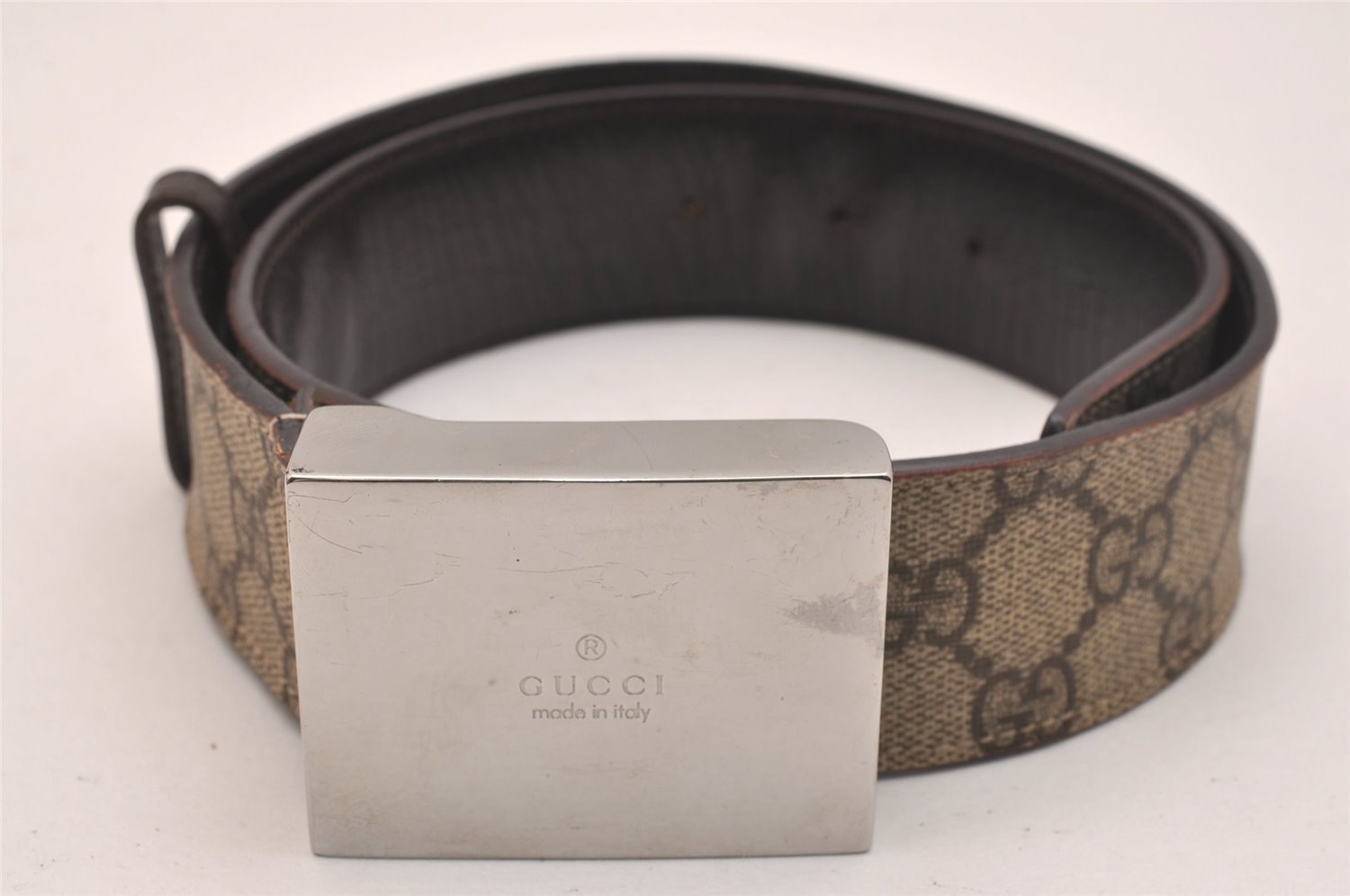 Authentic GUCCI Vintage Belt GG PVC Leather 27-28.9