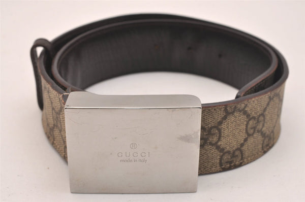 Authentic GUCCI Vintage Belt GG PVC Leather 27-28.9" 114916 Brown 6675J