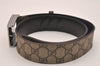 Authentic GUCCI Vintage Belt GG PVC Leather 27-28.9" 114916 Brown 6675J