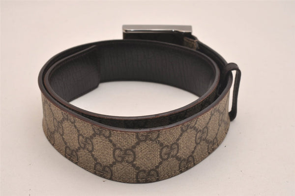 Authentic GUCCI Vintage Belt GG PVC Leather 27-28.9" 114916 Brown 6675J