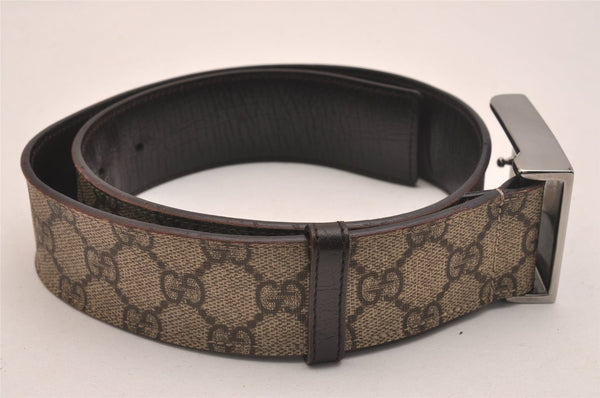 Authentic GUCCI Vintage Belt GG PVC Leather 27-28.9" 114916 Brown 6675J