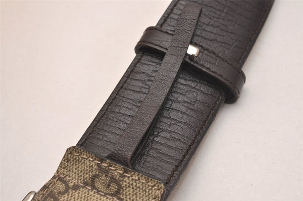 Authentic GUCCI Vintage Belt GG PVC Leather 27-28.9" 114916 Brown 6675J