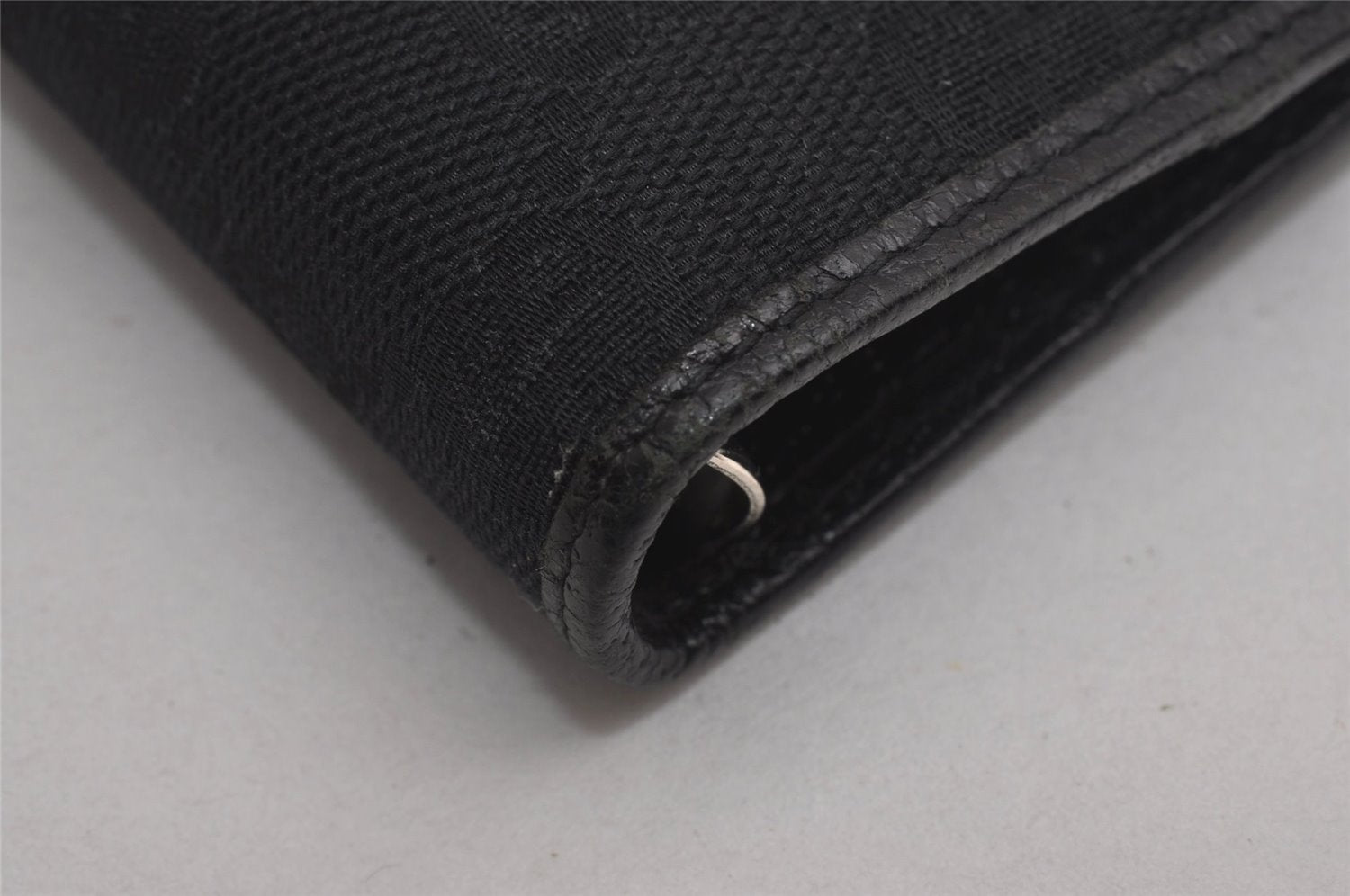 Authentic GUCCI Agenda Notebook Cover Purse GG Canvas Leather 115240 Black 6677J