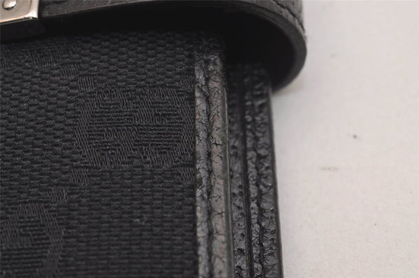 Authentic GUCCI Agenda Notebook Cover Purse GG Canvas Leather 115240 Black 6677J